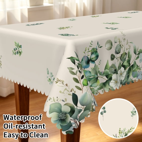 Tchckioa Boho Tablecloth,60x102 Inch Rectangle Waterproof Table Cloths for Kitchen Dining Beige and Green
