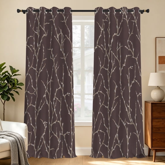 Tchckioa Botanical Pattern Blackout Curtains,52x96 Inch Grommet Drapes for Living Room,2 Panels