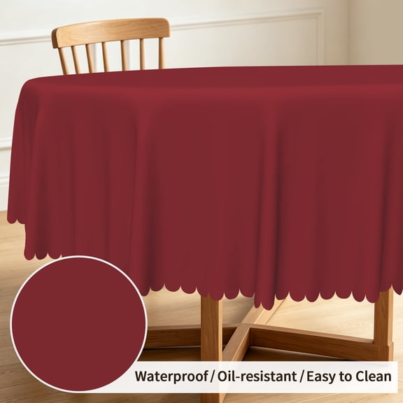 Tchckioa Burgundy 60 Inch Round Tablecloth for Kitchen Banquet Party Decor,Waterproof Table Cloth Cover