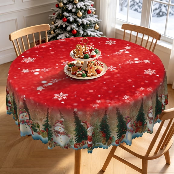 Tchckioa Christmas Decor Tablecloth,60 Inch Round Oil-resistant Table Cloth Cover for Kitchen
