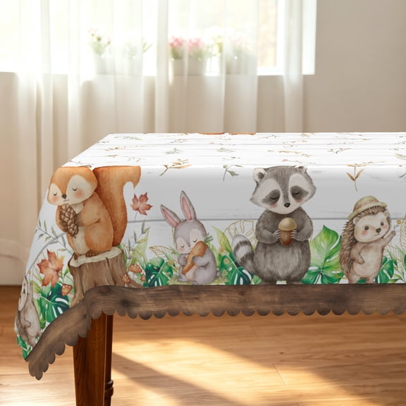 Tchckioa Cute Animals Tablecloth for Restaurant,60x84 Rectangular Waterproof Stain Proof Table Cover