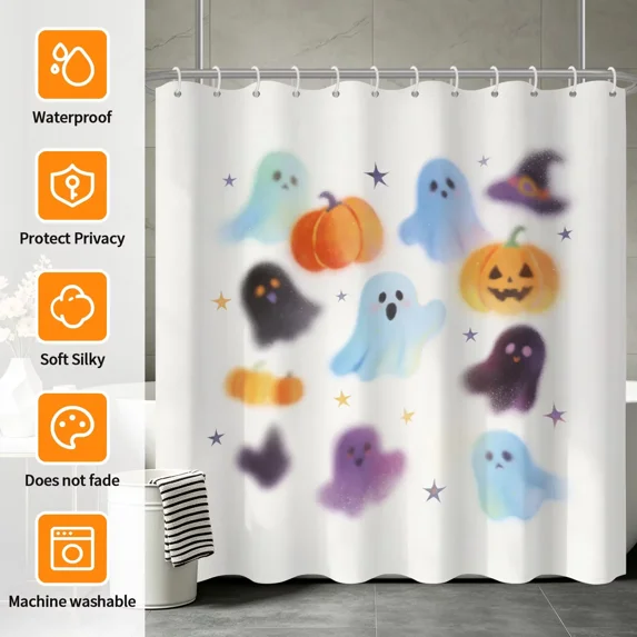 Tchckioa Cute Spooky Shower Curtain for Bathroom Decor,Water-Repellent Hooks Bath Curtain,47x72 Inch