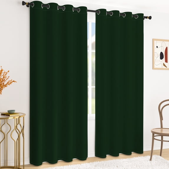 Tchckioa Dark Green Blackout Curtains for Apartment,42x96 Inch Room Darkening Grommet Drapes,2 Panels