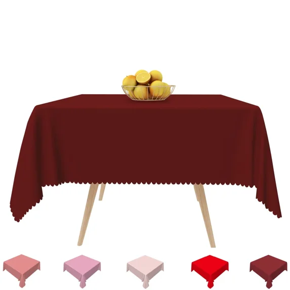 Tchckioa Dark Maroon Tablecloth for Restaurant Wedding Decor,52x52 Inch Square Stain Proof Table Cloth Cover