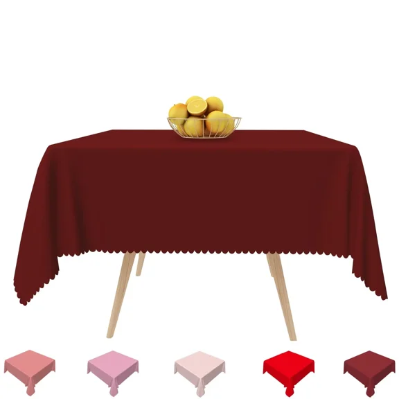 Tchckioa Dark Maroon Tablecloth for Restaurant Wedding Decor,52x52 Inch Square Stain Proof Table Cloth Cover