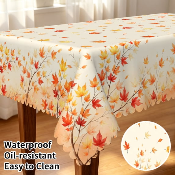 Tchckioa Fall Leaves Rectangle Tablecloth,Waterproof Stain Resistant Table Cover for Kitchen Outdoor Party Decor,60x84