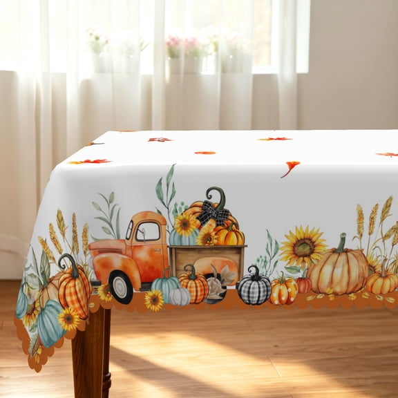Tchckioa Fall Pumpkin Gnome Tablecloth,Rectangle 60x84 Inch Waterproof Table Cover for Kitchen Dining Decor