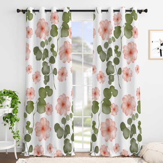 Tchckioa Flower Botanical Blackout Curtains,Privacy Protection Grommet Drapes for Bedroom,42x63 Inch,2 Panels