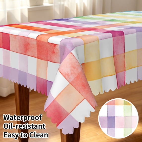Tchckioa Gradient Rainbow Tablecloth,60x102 Inch Rectangle Waterproof Table Cloths for Kitchen Dining Decor
