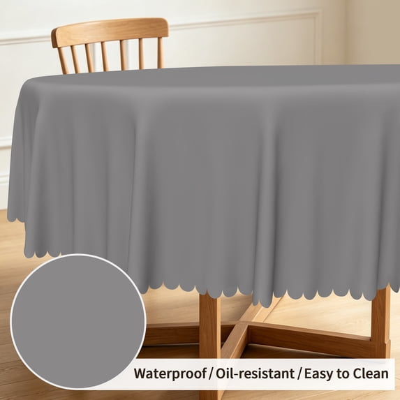 Tchckioa Gray Tablecloth for Restaurant,Round Waterproof Stain Proof Table Cloth Cover,60 Inch
