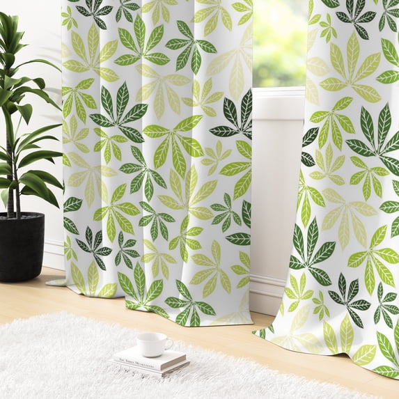 Tchckioa Green Leaves Blackout Curtains for Living Room,Room Darkening Window Drapes,Grommet Top,42x63,2 Panels