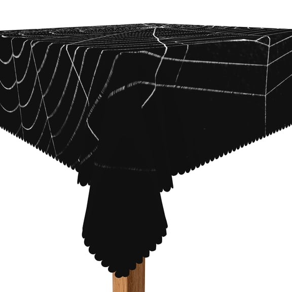Tchckioa Halloween Black Tablecloth,Waterproof Table Cloth for Kitchen,(60x60 Inch,Square,Cobwebs)