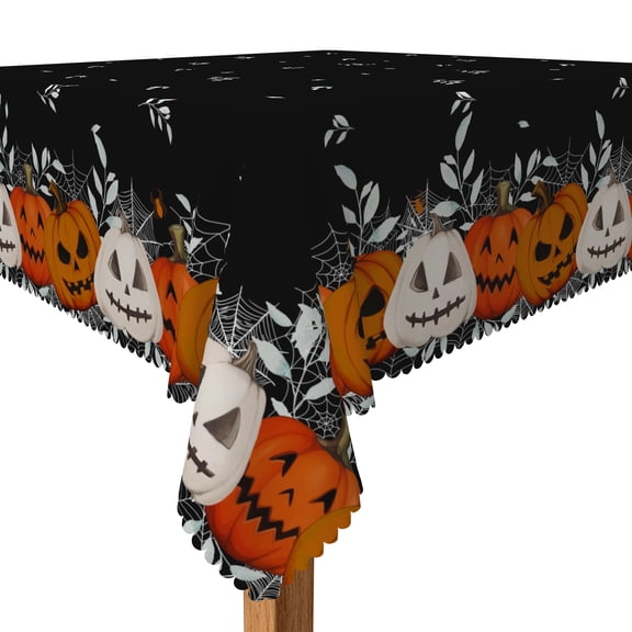 Tchckioa Halloween Ghosts Pumpkins Tablecloth,Square Waterproof Stain Proof Table Cloth for Kitchen Party Decor,52x52 Inch