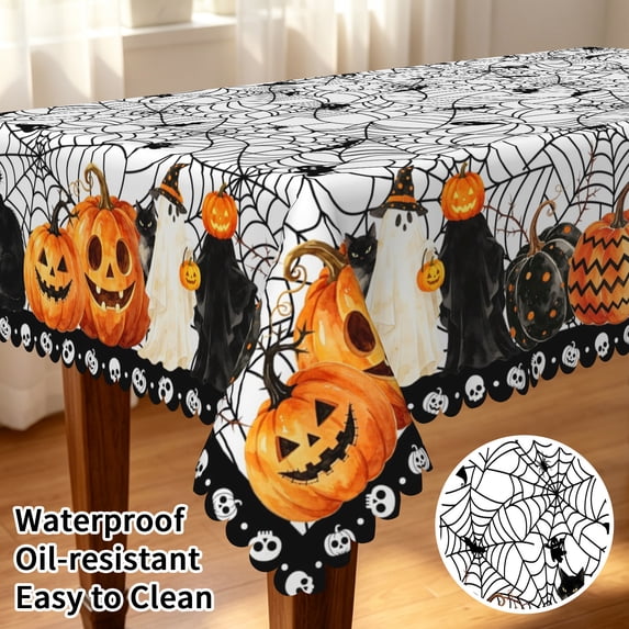 Tchckioa Halloween Rectangle Tablecloth,52x70 Inch Spider Web Waterproof Table Cloths Decor for Kitchen