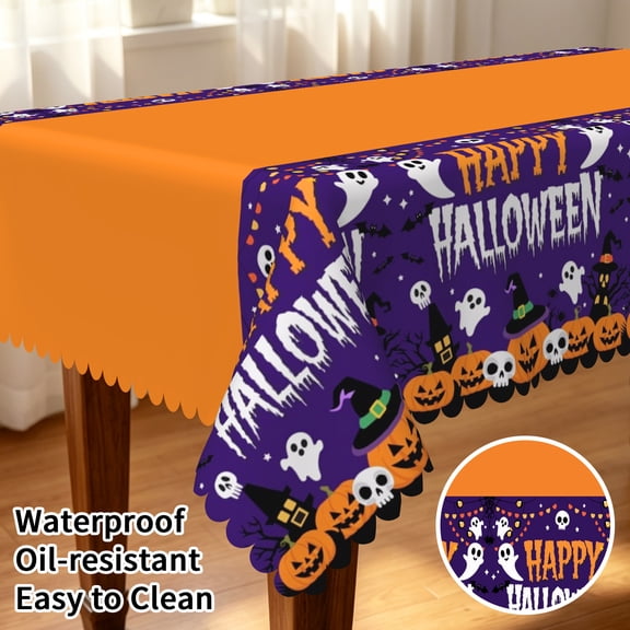 Tchckioa Happy Halloween 60x84 Rectangular Tablecloth,Oil-resistant Stain Proof Table Cover for Restaurant Decor