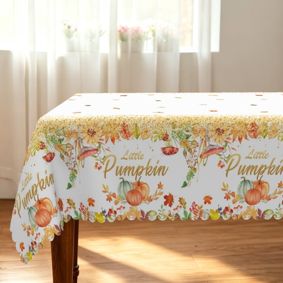 Tchckioa Harvest Pumpkins 52x70 Inch Tablecloth,Rectangle Stain Proof Table Cover for Kitchen Decor