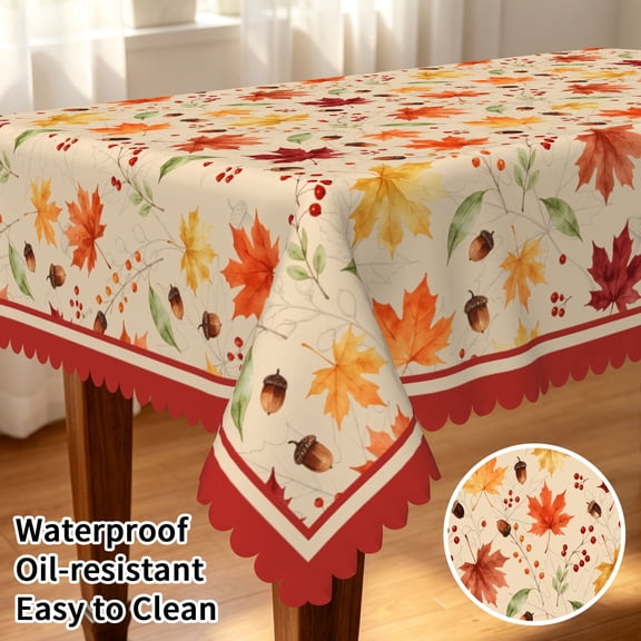 Tchckioa Maple Leaf Rectangle Tablecloth,Stain Proof Waterproof Table Cloths for Kitchen Dining Decor 60x84 Inch