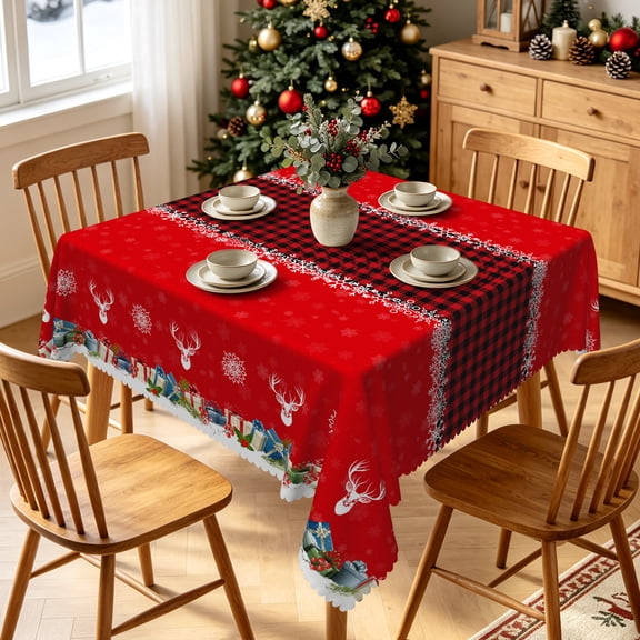Tchckioa Merry Christmas Square Tablecloth,Waterproof Table Cloth for Kitchen,52x52 Inch
