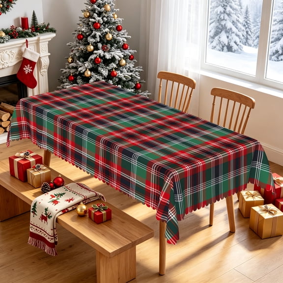 Tchckioa Merry Christmas Tablecloth,60x84 Inch Rectangle Stain Proof Table Cover for Restaurant Decor
