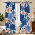 thumbnail image 1 of Tchckioa Modern Blue Printed Blackout Curtains,Thermal Insulated Grommet Window Drapes for Apartment,2 Panels,52x63, 1 of 8