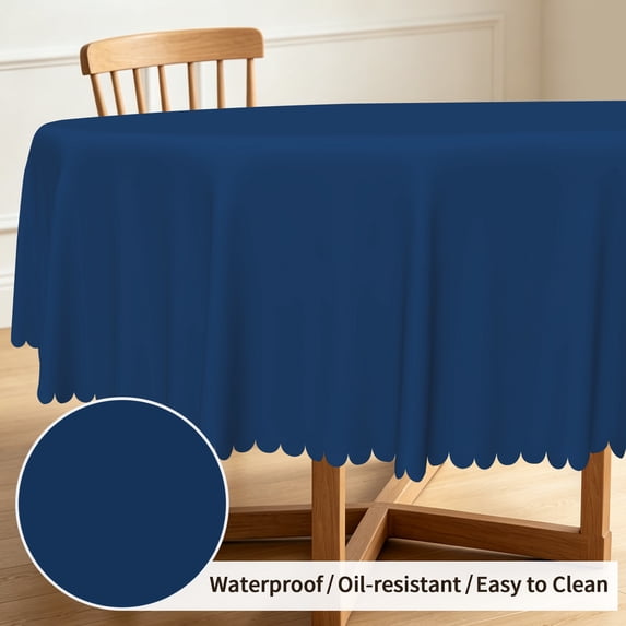 Tchckioa Navy Blue Round Tablecloth for Dining Kitchen Decor,Waterproof Table Cloth Cover,70 Inch
