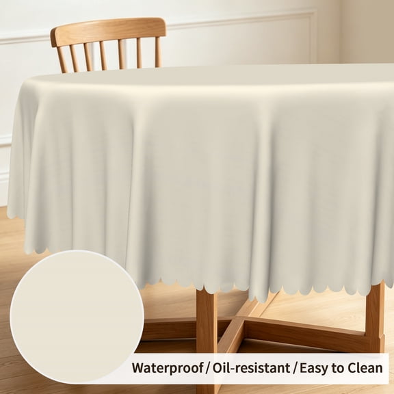 Tchckioa Off‑White Tablecloth for Restaurant,Stain Proof Table Cloth Cover,60 Inch,Round