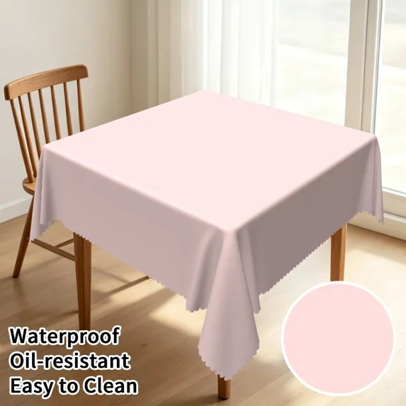 Tchckioa Pastel Pink Square Tablecloth,Waterproof Table Cloth for Kitchen,70x70 Inch