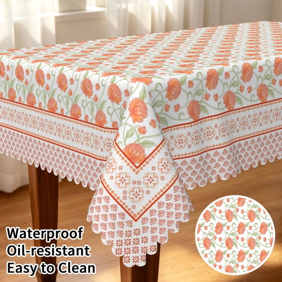 Tchckioa Printed Floral Tablecloth,52x70 Rectangle Stain Proof Table Cover for Restaurant