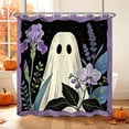 thumbnail image 1 of Tchckioa Purple Ghost Shower Curtain for Dorm Room Halloween Decor,Privacy Protection Hooks Bath Curtain,47x64 Inch, 1 of 8