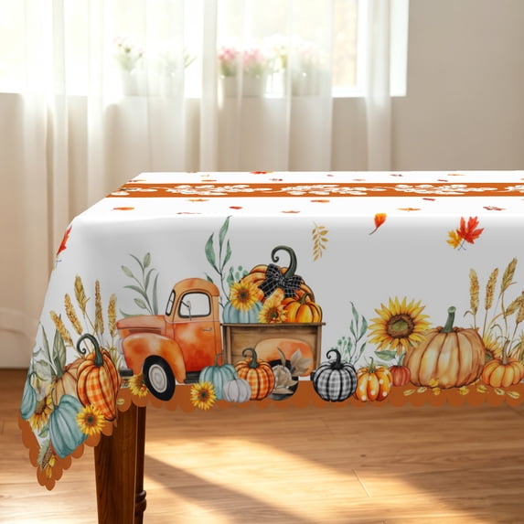 Tchckioa Rectangle 52x70 Inch Tablecloth,Autumn Harvest Theme Waterproof Table Cover for Kitchen Dining Decor