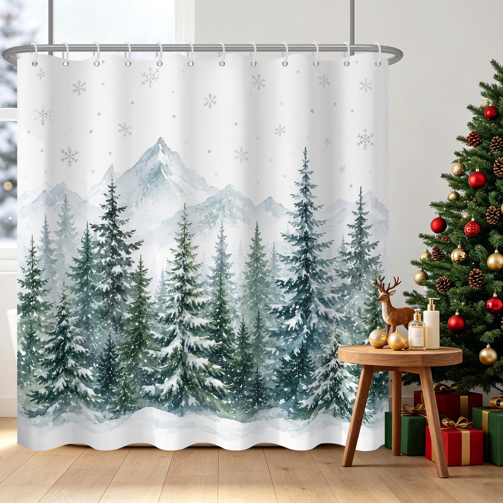 Tchckioa Shower Curtain for Bathroom,Waterproof Hooks Bath Curtain