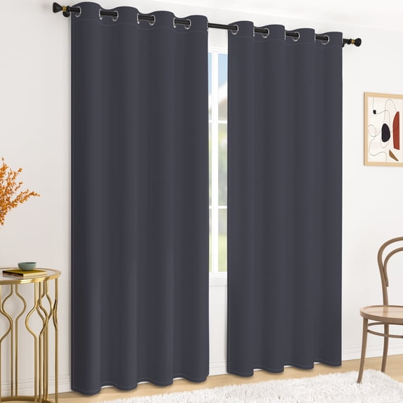 Tchckioa Solid Color Blackout Curtains,Thermal Insulated Grommet Window Drapes for Apartment,2 Panels,52x84 Inch,Gray