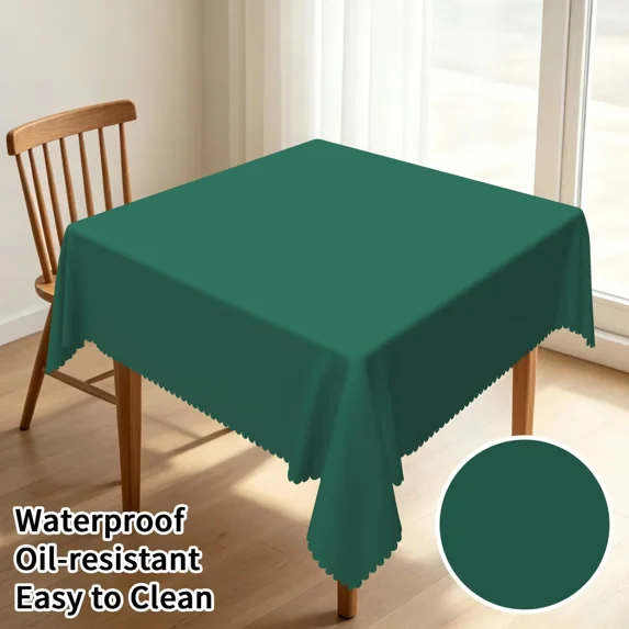 Tchckioa Solid Color Green Tablecloth for Banquet Party Decor,60x60 Inch Square Stain Proof Table Cloth Cover