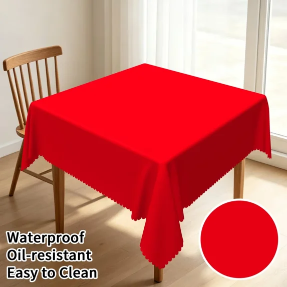 Tchckioa Tablecloth for Restaurant Decor,70x70 Inch Square Stain Proof Table Cloth Cover,Red