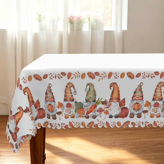 Tchckioa Thanksgiving Gnome Waterproof Tablecloth for Restaurant,60x84 Inch Rectangle Table Cover Decor
