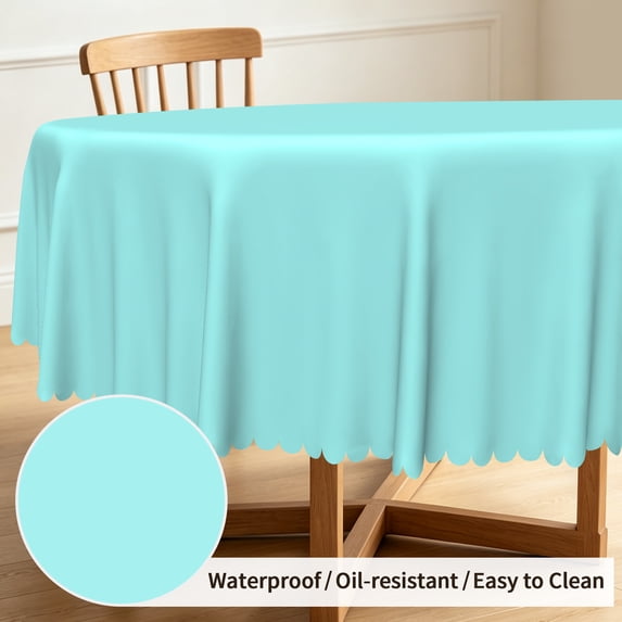 Tchckioa Tiffany Blue Tablecloth,Stain Proof Table Cloth Cover for Kitchen Party Decor,70 Inch,Round