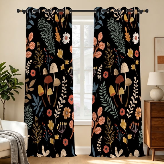 Tchckioa Tribal Floral Blackout Curtains for Bedroom,42x96 Inch Farmhouse Thermal Insulated Grommet Drapes,Set of 2