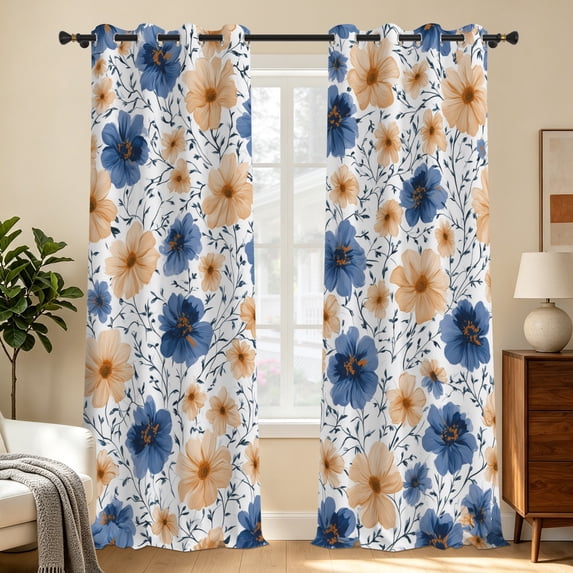 Tchckioa Tribal Flowers Blackout Curtains for Bedroom,42x63 Inch Farmhouse Thermal Insulated Grommet Drapes,Set of 2