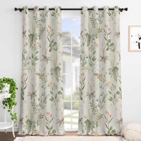 Tchckioa Vintage Watercolor Blackout Curtains for Bedroom,52x84 Inch Privacy Protection Grommet Window Drapes,2 Panels