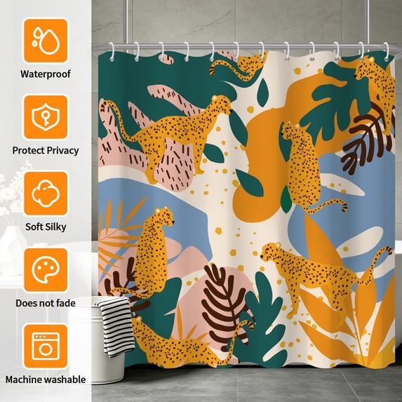 Tchckioa Waterproof Shower Curtain for Batnroom,Tribe Floral Curtain Decor,36x72 Inch