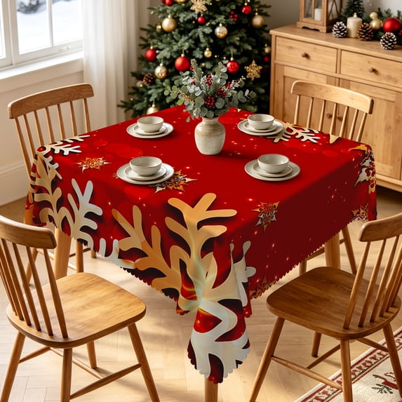 Tchckioa Winter Red Tablecloth for Restaurant Decor,54x54 Inch Square Stain Proof Table Cloth Cover