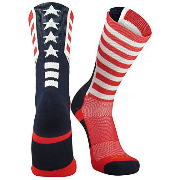 Tck Sports Usa American Flag Stars And Stripes Crew Socks, Small
