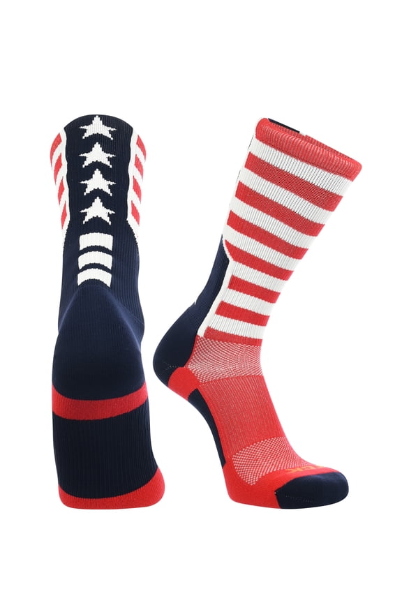 Stars and Stripes Perimeter Socks (Scarlet/Navy/White, X-Large)