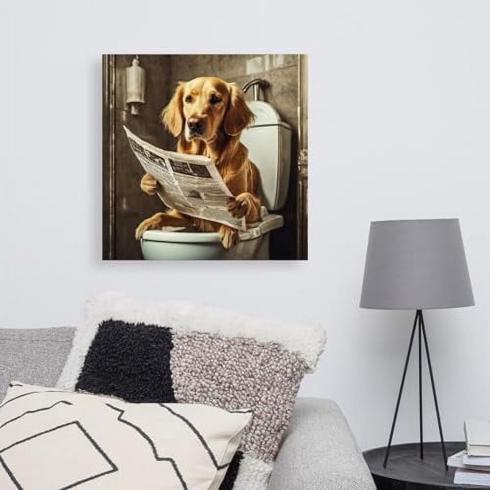 1000-Piece Wooden Jigsaw Puzzle - Funny Golden Retriever Reading On Toilet, 29.5x19.7in
