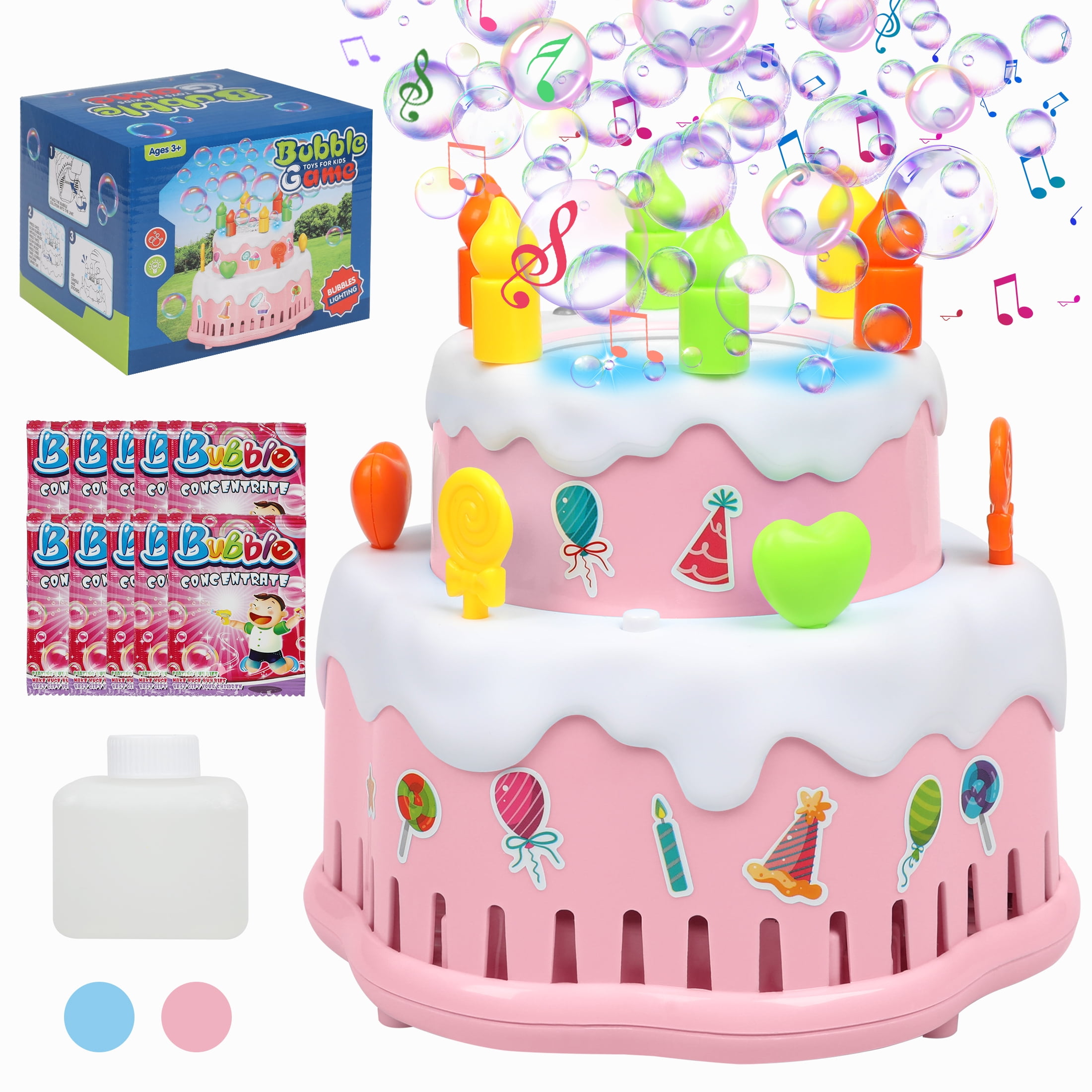 Mini Bubble Gun Toy | Pink Bubble Blower with Lights & Music for Kids