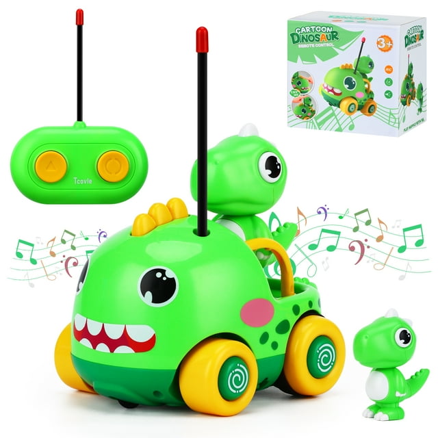Tcovle Remote Control Car for Toddler,RC Dinosaur Chasers Cars with Music and Sound for Toddler