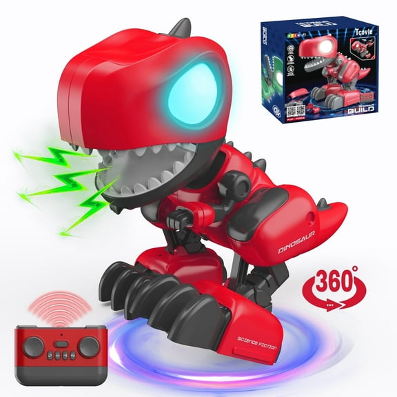 Tcovle Remote Control Dinosaur, Take Apart DIY Assemble RC Dinosaur, STEM Toy Toys, Birthday Christmas Party Gift for Kids Aged 3-12 (Red)