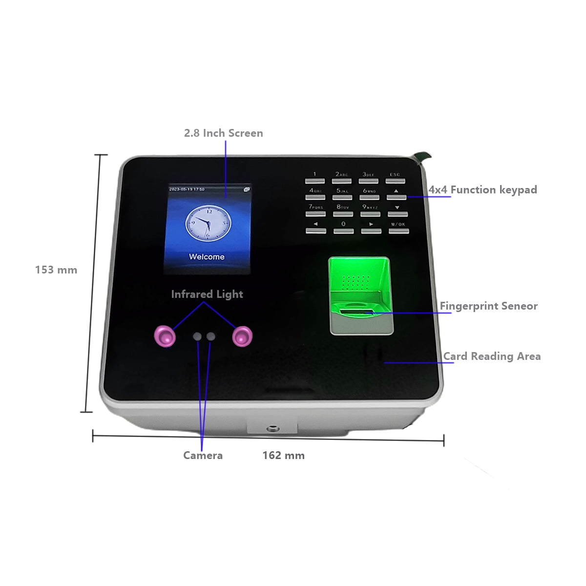 Tcp/ip Biometric Face Attendance System Fingerprint Time Clock Employee