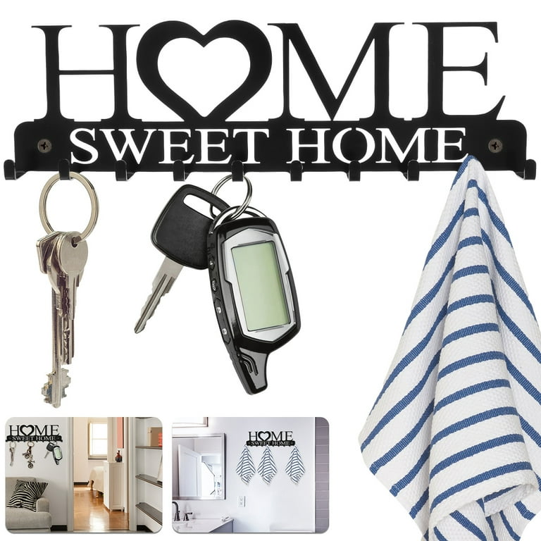 Tcwhniev 10 Hook Modern Home Sweet Home Organizer Wall Mounted Key Holder Rack for Entryway Kitchen Bedroom Walmart