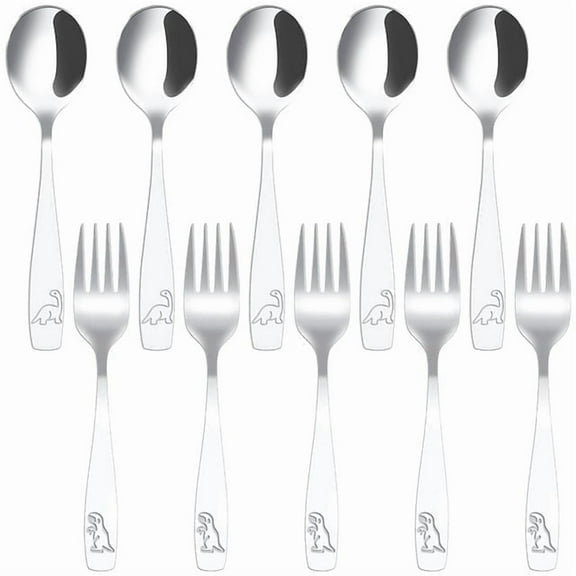Xiyztok 10PCS Kids Silverware Set,kid Utensils, Stainless Steel Children's Safe Flatware Set, Baby Fork and Spoon Set, Kids Cutlery